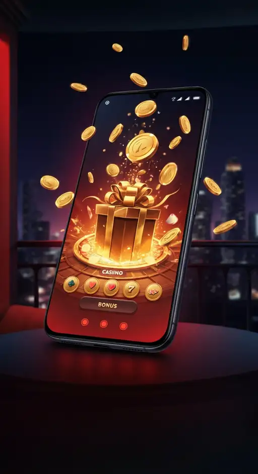 Joueur utilisant les bonus Casino Instant pour parier sur son téléphone, avec des tours gratuits de la machine à sous 'Le Bandit' et un pari sportif Juventus affichés.
